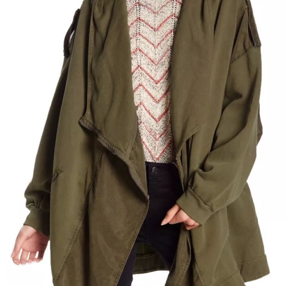 FREE PEOPLE Womens Olive C'Mon Hooded Cardigan Jacket - Picture 2 of 10